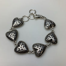 Load image into Gallery viewer, Kasi Bali Sterling Filigree Heart Station Bracelet (8.25&quot;)
