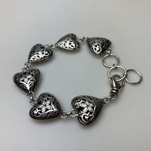 Load image into Gallery viewer, Kasi Bali Sterling Filigree Heart Station Bracelet (8.25&quot;)
