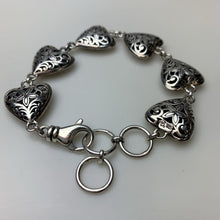Load image into Gallery viewer, Kasi Bali Sterling Filigree Heart Station Bracelet (8.25&quot;)

