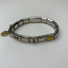 Load image into Gallery viewer, D&#39;Linq Italian Stainless Steel Enamel Stretch Charm Link Bracelet
