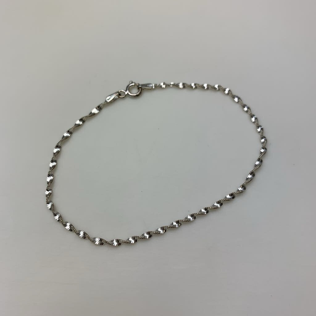 Sterling Diamond Cut Twist Chain Bracelet (7.25