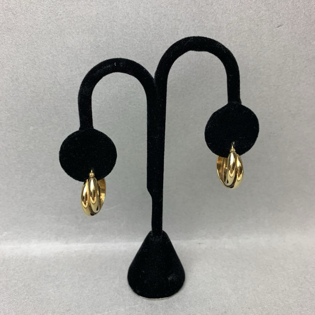 Vintage Gold Plated Sterling Double Hoop Earrings (1