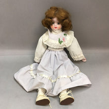 Load image into Gallery viewer, Vintage Porcelain Doll in Lilac Dress (18")
