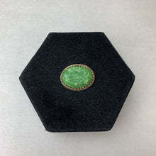 Load image into Gallery viewer, Vintage Danecraft 12K Gold Filled Faceted Jadeite 1.25" Brooch Pin &amp; Screw Back Earrings 0.5" Set
