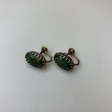 Load image into Gallery viewer, Vintage Danecraft 12K Gold Filled Faceted Jadeite 1.25" Brooch Pin &amp; Screw Back Earrings 0.5" Set
