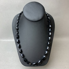Load image into Gallery viewer, Vintage Jet Black Faceted Glass Beaded Necklace w/ Rhinestone Clasp (26&quot;)
