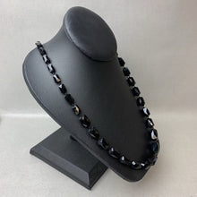 Load image into Gallery viewer, Vintage Jet Black Faceted Glass Beaded Necklace w/ Rhinestone Clasp (26")
