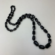 Load image into Gallery viewer, Vintage Jet Black Faceted Glass Beaded Necklace w/ Rhinestone Clasp (26")
