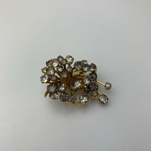 Load image into Gallery viewer, Vintage Goldtone Clear Gray Paste Stone Brooch Pin (1.5&quot;)

