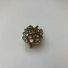 Load image into Gallery viewer, Vintage Goldtone Clear Gray Paste Stone Brooch Pin (1.5")
