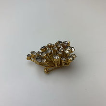 Load image into Gallery viewer, Vintage Goldtone Clear Gray Paste Stone Brooch Pin (1.5")
