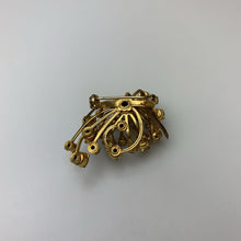 Load image into Gallery viewer, Vintage Goldtone Clear Gray Paste Stone Brooch Pin (1.5")
