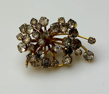 Load image into Gallery viewer, Vintage Goldtone Clear Gray Paste Stone Brooch Pin (1.5&quot;)

