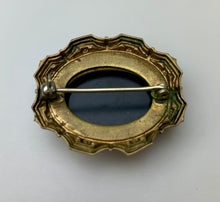 Load image into Gallery viewer, Antique Victorian Onyx Gold Filled Mourning Brooch Pin (1.5&quot;)
