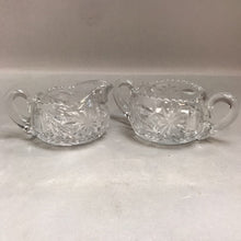 Load image into Gallery viewer, American Brilliant Glass Creamer &amp; Sugar Daisy Pattern (3&quot;)
