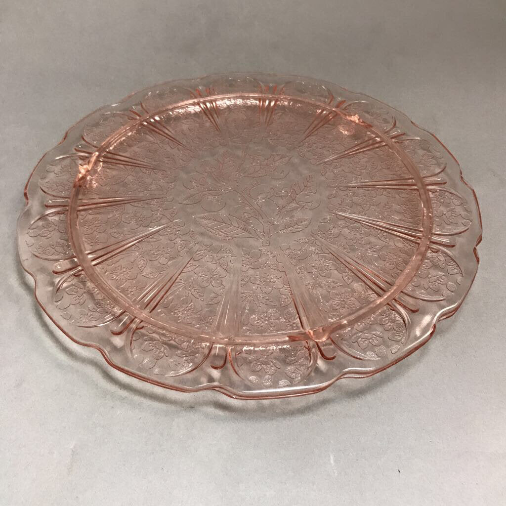 Pink Depression Glass Footed Cakeplate (10