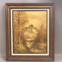 Load image into Gallery viewer, Framed Mountain Scene Oil Painting Signed (26x22)
