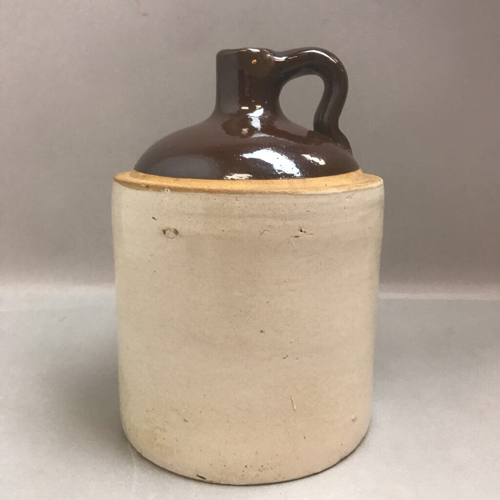 Vintage Brown and Tan Stoneware Crock (11in)