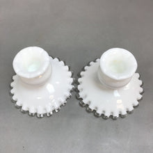 Load image into Gallery viewer, Fenton Milk Glass Silver Crest Single Lite Candlesticks (3.5&quot;)

