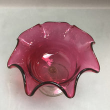 Load image into Gallery viewer, Vintage Ruffled Cranberry Glass Compote Handkerchief Vase L.E. Smith (5in)
