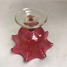 Load image into Gallery viewer, Vintage Ruffled Cranberry Glass Compote Handkerchief Vase L.E. Smith (5in)
