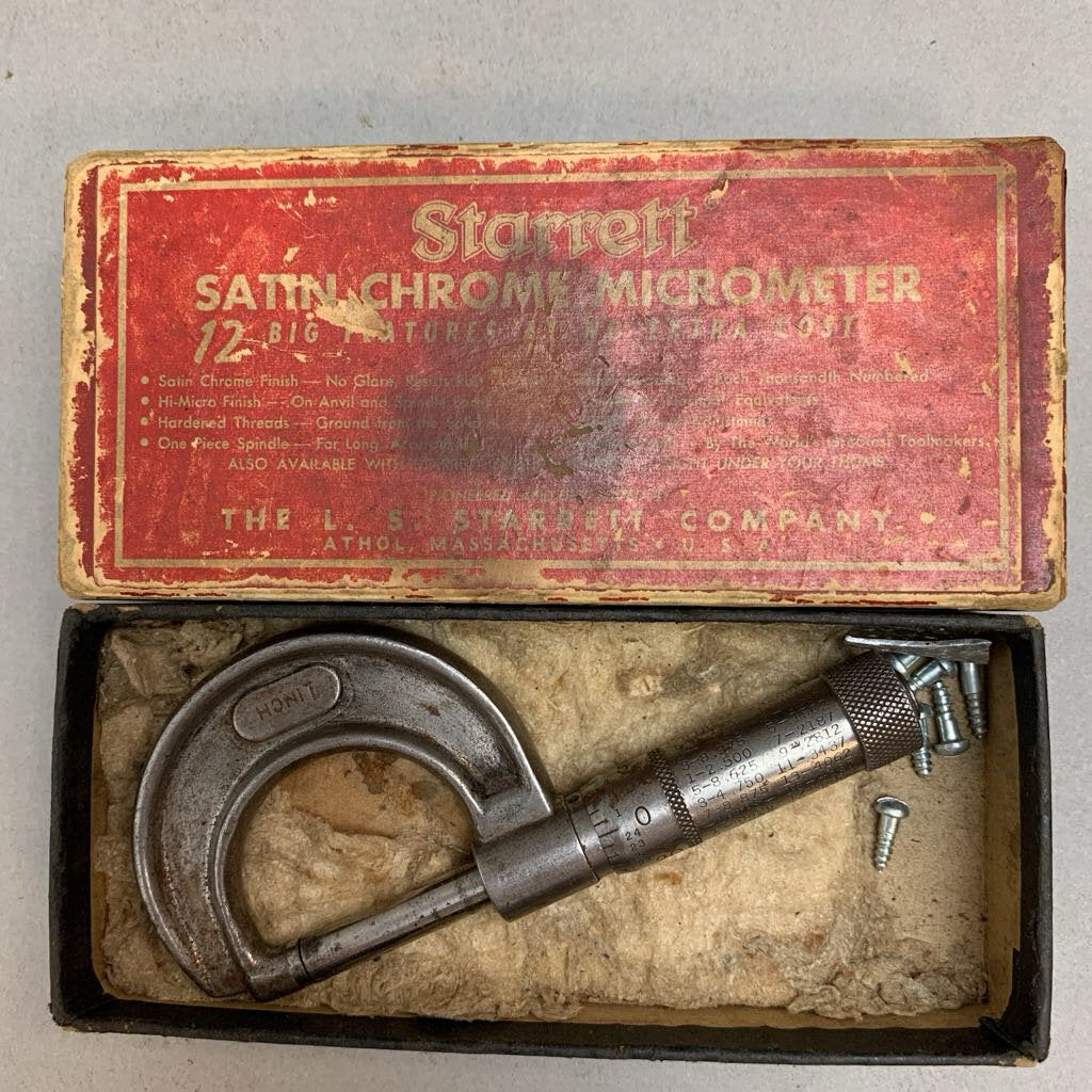 Vintage Starrett Satin Chrome Micrometer 1 Inch