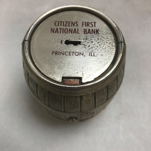 Load image into Gallery viewer, Citizens First National Bank Princeton Illinois Barrel Coin Bank (4&quot;)

