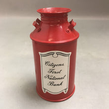 Load image into Gallery viewer, Citizens First National Bank Princeton ILL Red Milk Can Coin Bank (5&quot;)
