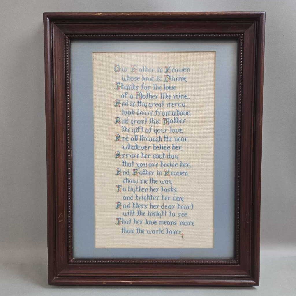Framed Cross-Stitch, Prayer for Mother (18.5x15)