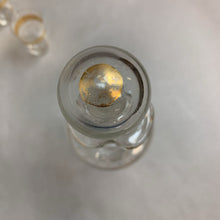 Load image into Gallery viewer, Vintage Glass Sherry Decanter with 6 Glasses Gilt Decor (9&quot;)
