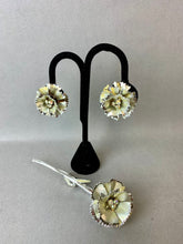 Load image into Gallery viewer, Vintage Sarah Coventry Allusion Rhinestone Flower 4&quot; Brooch Pin &amp; 1.5&quot; Clip Earrings Set
