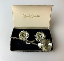 Load image into Gallery viewer, Vintage Sarah Coventry Allusion Rhinestone Flower 4&quot; Brooch Pin &amp; 1.5&quot; Clip Earrings Set
