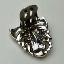 Load image into Gallery viewer, Vintage Art Deco Clear &amp; Red Rhinestone Bow Scarf Clip (1.25&quot;)
