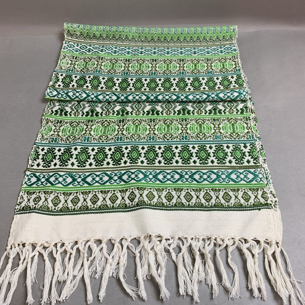 Green & White Table Runner (42x14)