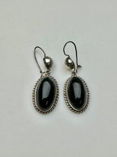 Load image into Gallery viewer, Vintage Sterling Del Rio Onyx Drop Earrings (1.75&quot;)
