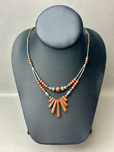 Load image into Gallery viewer, Sterling Sunstone Beaded Necklace Bracelet &amp; Earrings Set
