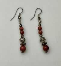 Load image into Gallery viewer, Sterling Sunstone Beaded Necklace Bracelet &amp; Earrings Set
