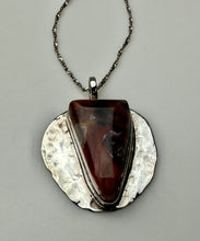 Load image into Gallery viewer, Sterling Red Crazy Lace Agate 1.25" Pendant on 19" Chain
