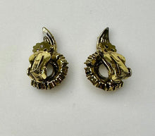 Load image into Gallery viewer, Vintage Bronze Yellow &amp; Orange Rhinestone Brooch Pin &amp; Clip Earrings Set
