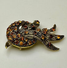 Load image into Gallery viewer, Vintage Bronze Yellow &amp; Orange Rhinestone Brooch Pin &amp; Clip Earrings Set
