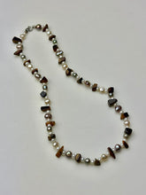 Load image into Gallery viewer, Freshwater Pearl Tigers Eye Beaded 16&quot; Necklace
