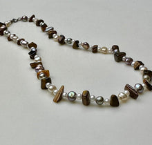 Load image into Gallery viewer, Freshwater Pearl Tigers Eye Beaded 16&quot; Necklace

