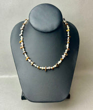 Load image into Gallery viewer, Freshwater Pearl Tigers Eye Beaded 16&quot; Necklace
