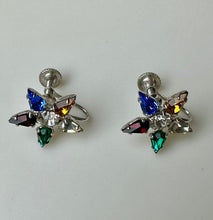 Load image into Gallery viewer, B David Order of Eastern Star Masonic Rhinestone 1" Brooch Pin &amp; 0.5" Screw Back Earrings Set
