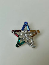 Load image into Gallery viewer, B David Order of Eastern Star Masonic Rhinestone 1&quot; Brooch Pin &amp; 0.5&quot; Screw Back Earrings Set
