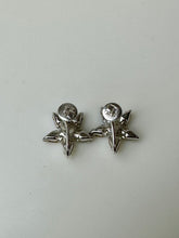 Load image into Gallery viewer, B David Order of Eastern Star Masonic Rhinestone 1&quot; Brooch Pin &amp; 0.5&quot; Screw Back Earrings Set
