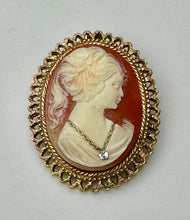 Load image into Gallery viewer, Vintage Cameo w/ Chain Rhinestone Necklace Detail (2.25&quot;)

