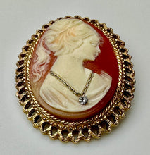 Load image into Gallery viewer, Vintage Cameo w/ Chain Rhinestone Necklace Detail (2.25&quot;)
