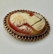 Load image into Gallery viewer, Vintage Cameo w/ Chain Rhinestone Necklace Detail (2.25&quot;)
