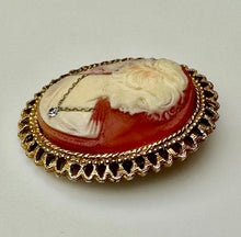 Load image into Gallery viewer, Vintage Cameo w/ Chain Rhinestone Necklace Detail (2.25&quot;)
